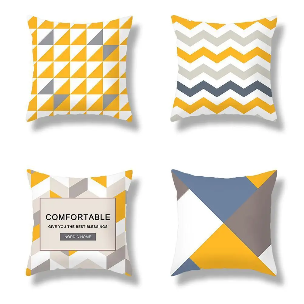 

Nordic Simple Cushions Case Yellow Stripe Home Decorative Pillow Cases Line Cushion Covers Pillows Covers Sofa Bed Cushion Cover