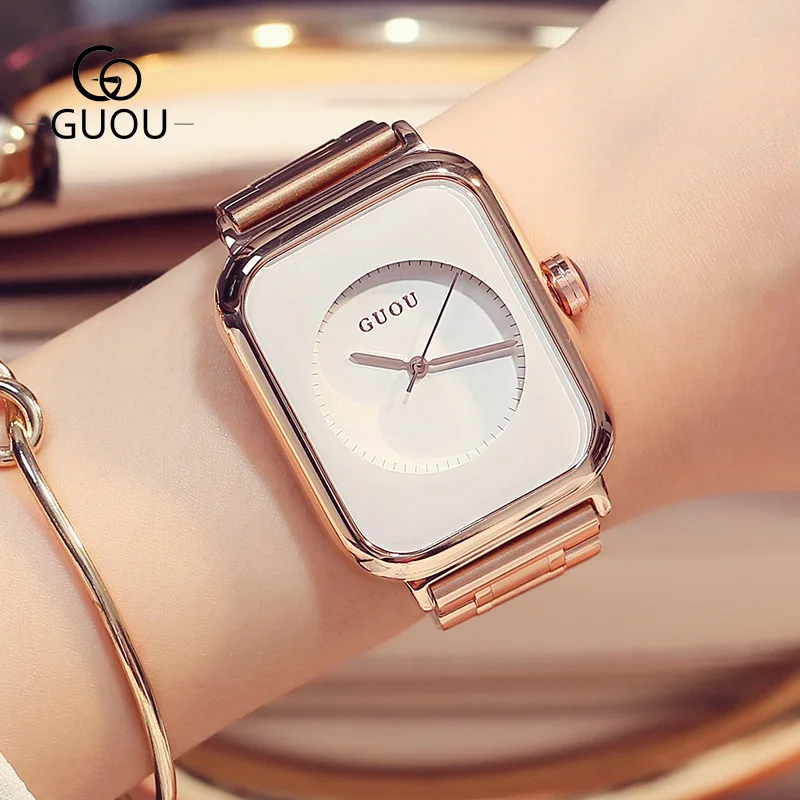 2021 Japan Movement Watches Women Rose Gold Simple Fashion Casual Brand Wristwatch Luxury Lady Square Watches Relogio Feminino