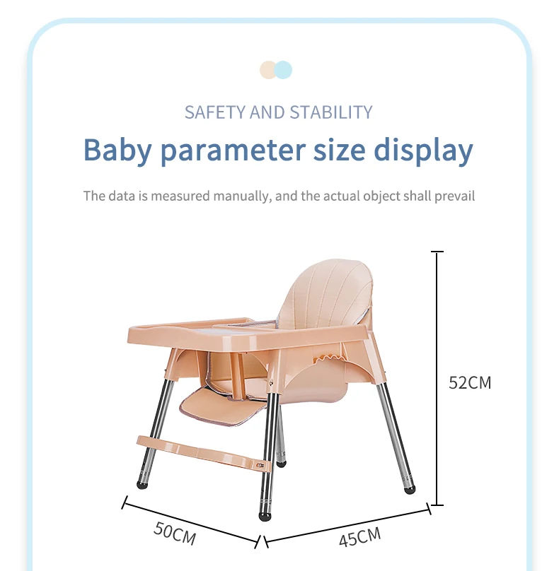 Portable High-foot Feeding Chair Ventilation Children Dining Chair Foldable Household Adjustable Height Baby Dining Table Chair