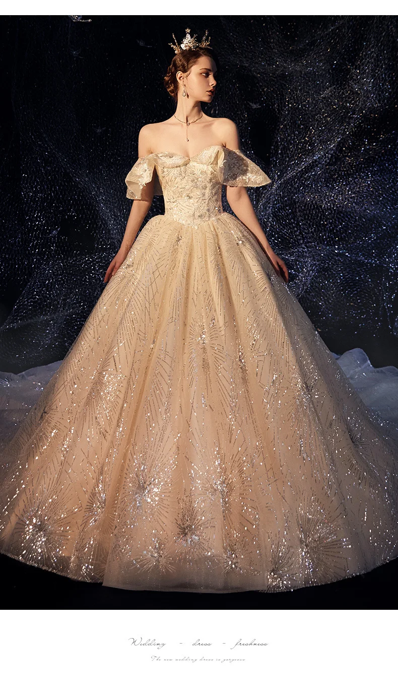 Vivian's Bridal Fancy Sky Empire Weding платье роскошное кружевное платье с блестками и аппликацией с расклешенными рукавами романтическое Элегантное свадебное платье с вырезом лодочкой