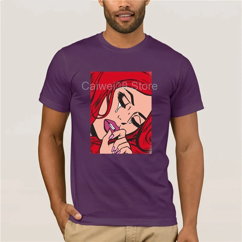 

Fashion summer T-shirt Red Hair Crying Comic Fashion men Casual Tee mens Cute Printed crew neck short sleeve casual T-shirt