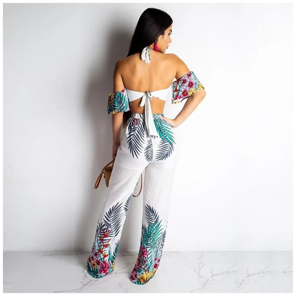 Повседневный цветочный принт без бретелек комбинезон Бохо Женский сексуальный