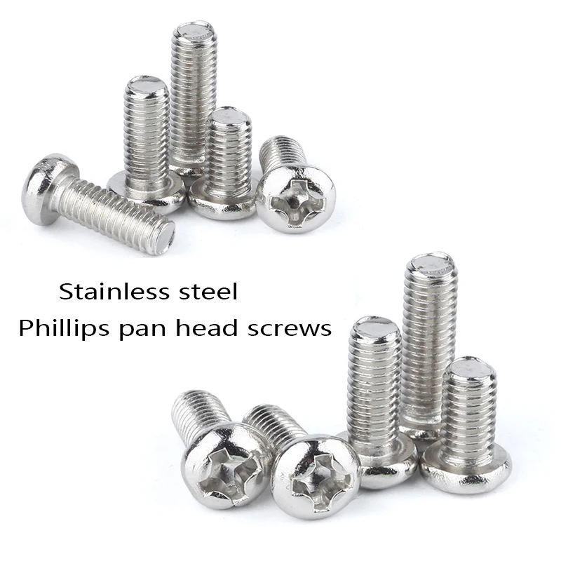 

100pcs M1 M1.2 M1.4 M1.6 M2 M2.5 304 Stainless steel Cross Round Phillips Pan Head Screw Bolt Dia1-2.5mm Length 3-16mm