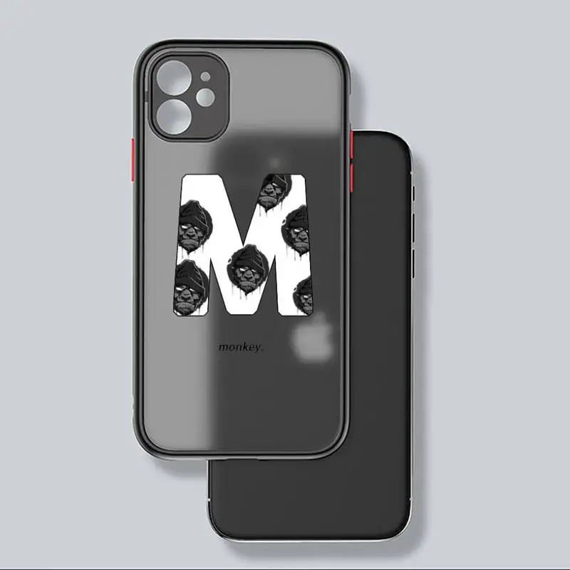 

MONKEY animal M Word Phone Case Matte Transparent for iPhone 7 8 11 12 s mini pro X XS XR MAX Plus mobile bags coque funda
