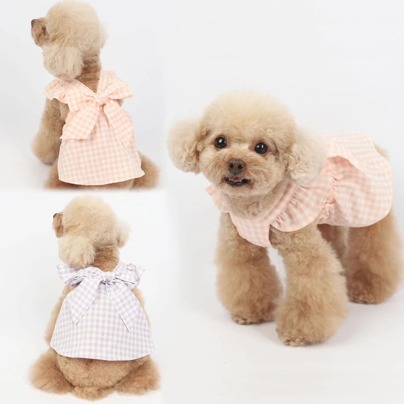 

Summer Dog Dress Cat Puppy Small Dog Skirt Cute Bowknot Pet Dresses Doggie Chihuahua Pomeranian Shih Tzu Clothing Apparel XXS