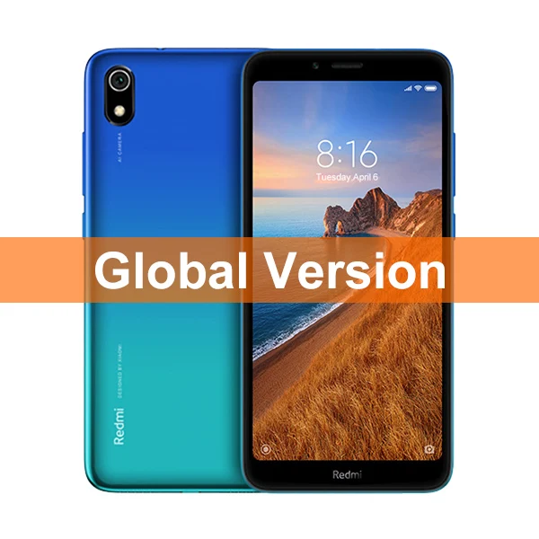 Blue Глобальная версия Xiaomi Redmi 7A 2 ГБ 32 ГБ мобильный телефон 5,4" Snapdragon 439 Восьмиядерный 12MP камера AI лицо разблокировка телефонов - Color: Blue