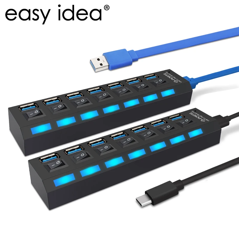Usb-хаб 3 0 USB сплиттер Тип C концентратор 7 портов расширитель Мульти USB-c Hab с