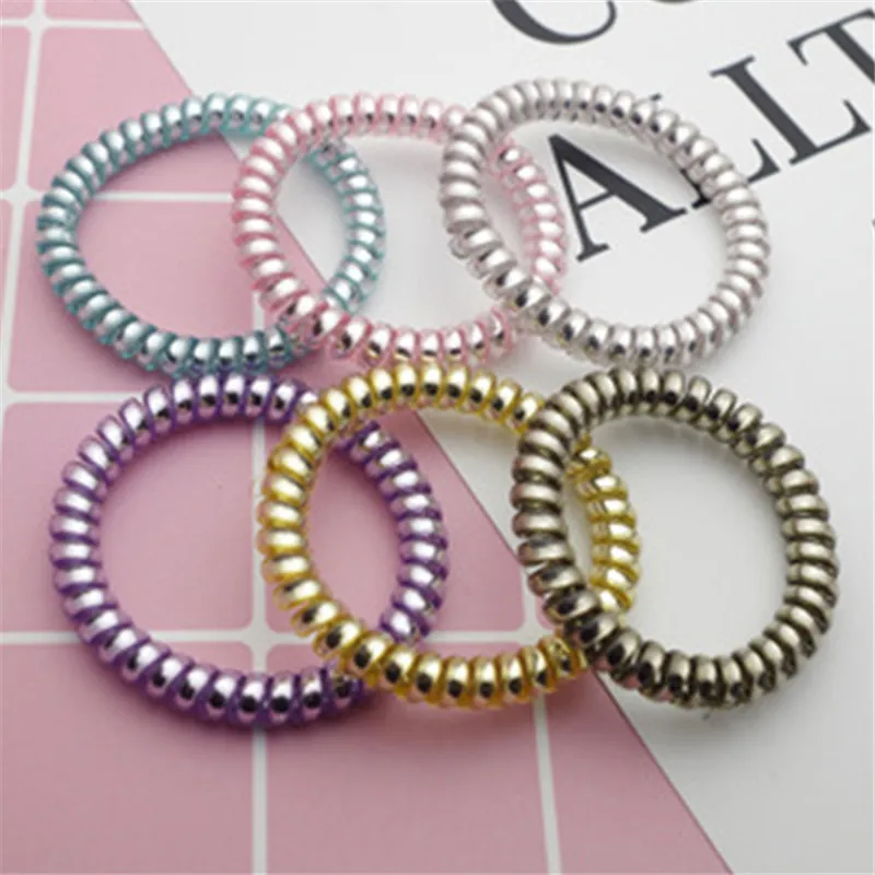 1 шт. серебристая тонкая резинка для волос в виде телефонной линии цветная