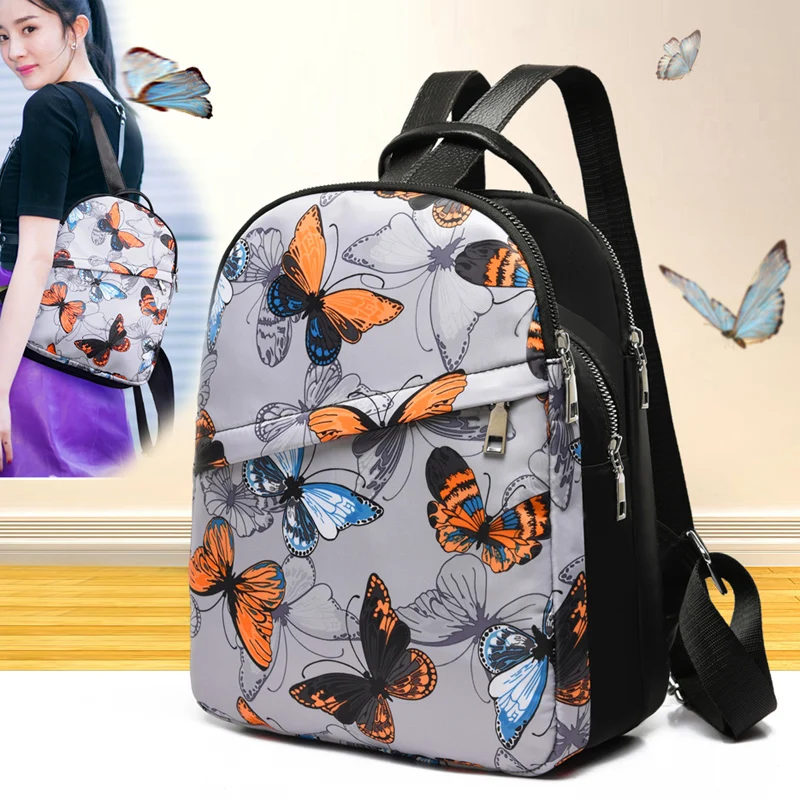 

Bow Student School Bag for Women's Fashion Oxford Cloth Backpack Casual Lady Waterproof Shoulder Bagpack Simple Student Mochila