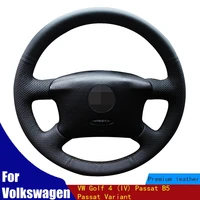 diy car steering wheel cover wrap soft black pu artificial leather for volkswagen vw golf 4 iv passat b5 passat variant