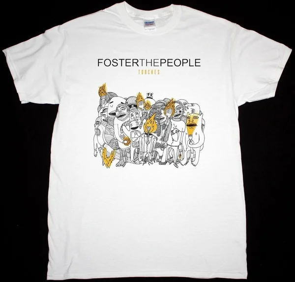 

FOSTER THE PEOPLE TORCHES INDIE POP ALTERNATIVE THE KOOKS NEW WHITE T-SHIRT
