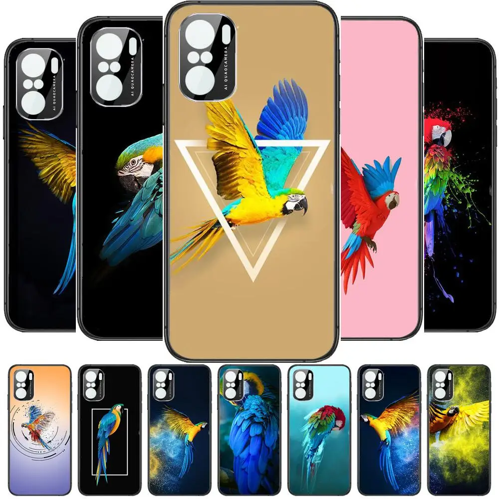 

Parrot Bird Phone Case For xiaomi redmi POCO F1 F2 F3 X3 Pro M3 9C 10T Lite NFC Black Cover Silicone Back Prett mi 10 ultra cove