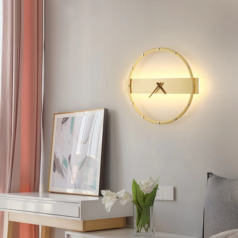 

FLKL Nordic Designer Creative Wall Lamp Post-modern Personality Simple Living Room Dining Room Bedroom Bedside Clock Wall Lamp