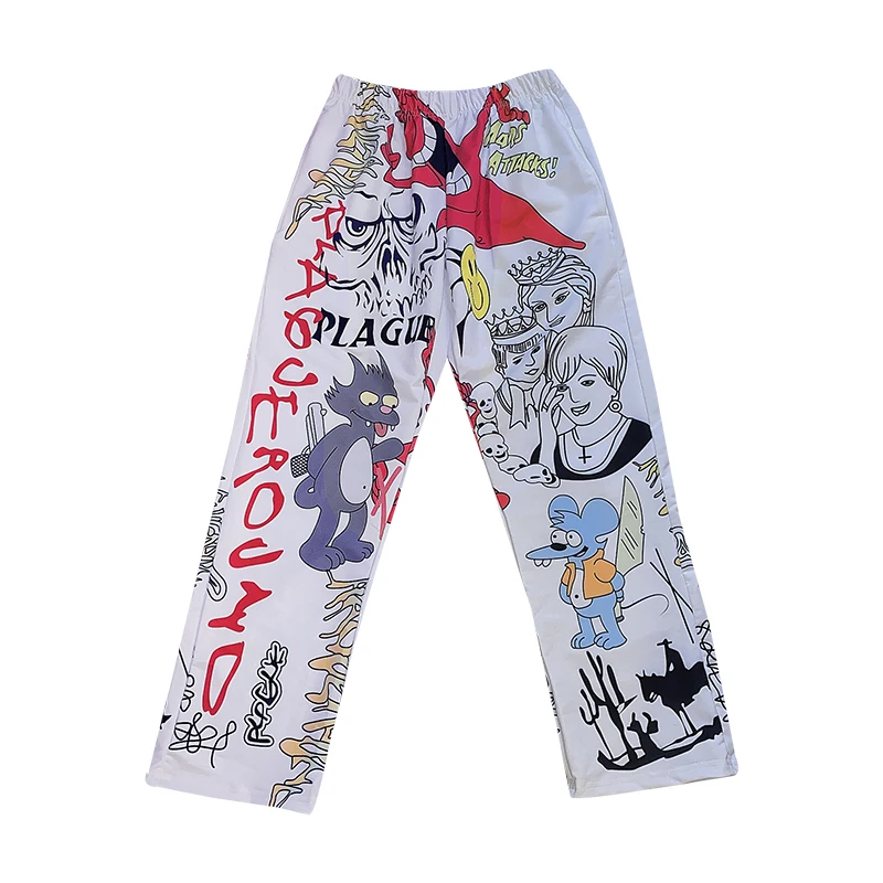 

Cartoon print sweatpants oversized hip hop streetwear straight pants women spring loose pants women 2020 trend graffiti trousers