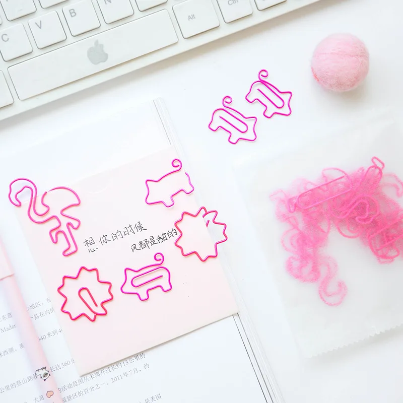 10 шт./лот милые мини декоративные металлические розовые свиньи бумага с Фламинго