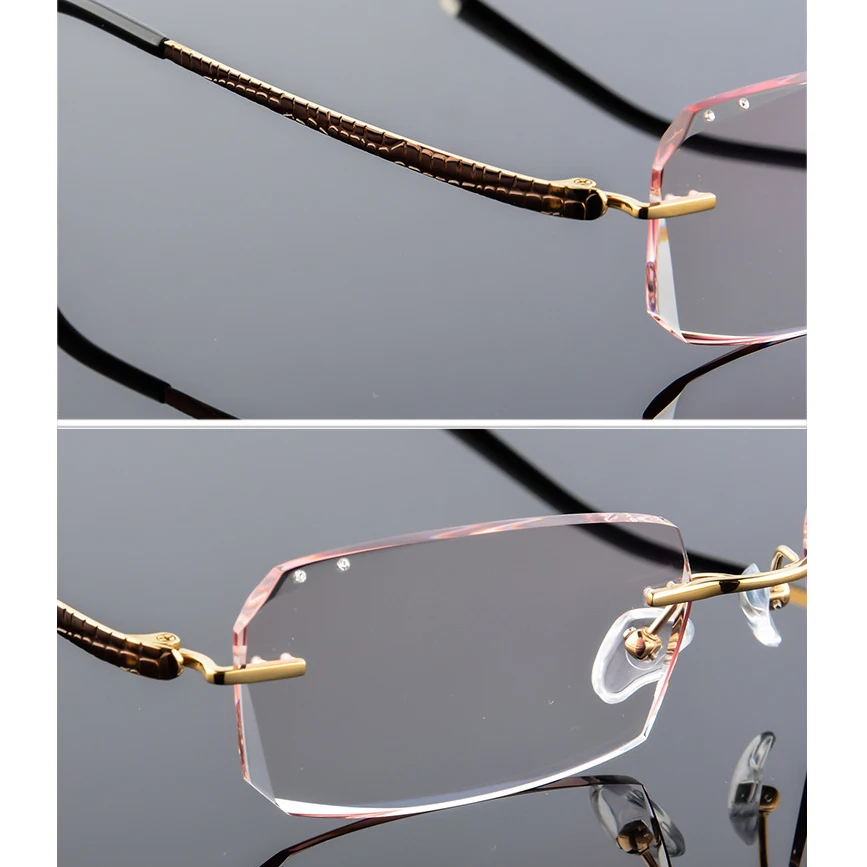 (Без линз в оправе) мужские очки из чистого β титана с алмазной обрезкой режущие