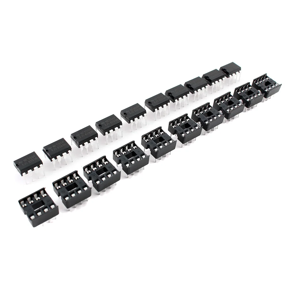 20pcs NE555 IC 555 & 8 Pin DIP Sockets (10 each) ic ne555 and Sockets DIP8 diy for arduino starter kit