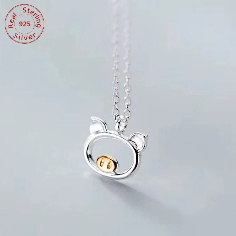 

Новый 925 стерлингового серебра с изображением милой свинки для невест: колье и серьги для девочек-подростков, Модный маленький набор ювелир...