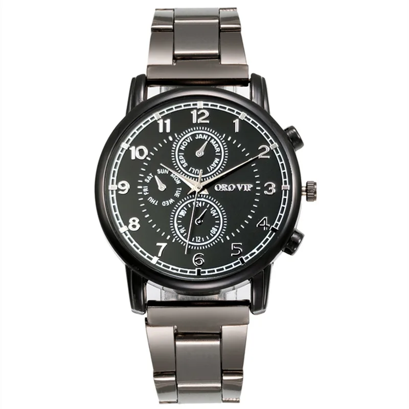 

New Watches For Men Casual Men Wrist Watch Business Silver Stainless Steel Strap three-eye Digital Men Quartz Watch Dropshipping