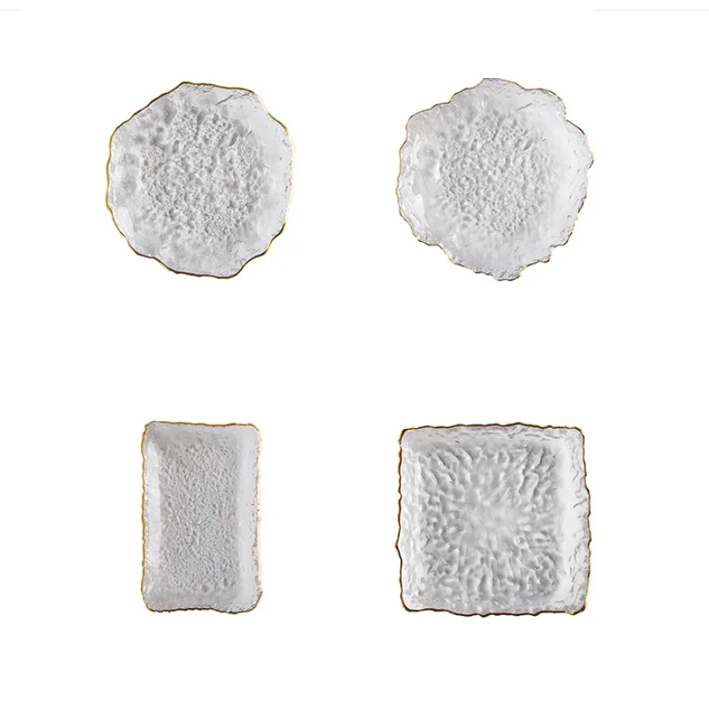 Стеклянная тарелка с золотой инкрустацией контейнер для хранения еды блюда