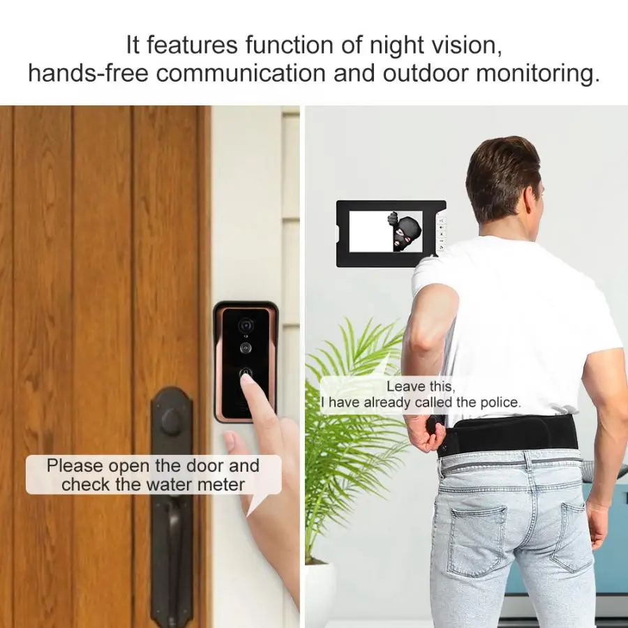 Видео дверной звонок 7 дюймов проводной видеодомофон для квартиры телефон