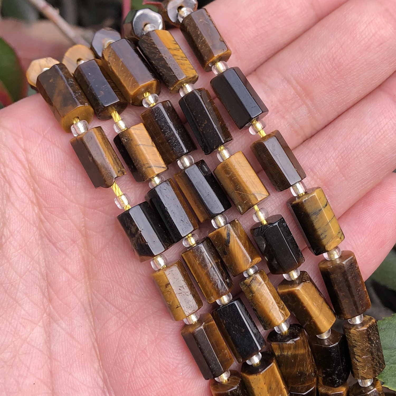 

Бусины из натурального камня тигровый глаз, граненые цилиндрические бусины-разделители для изготовления ювелирных изделий «сделай сам», о...