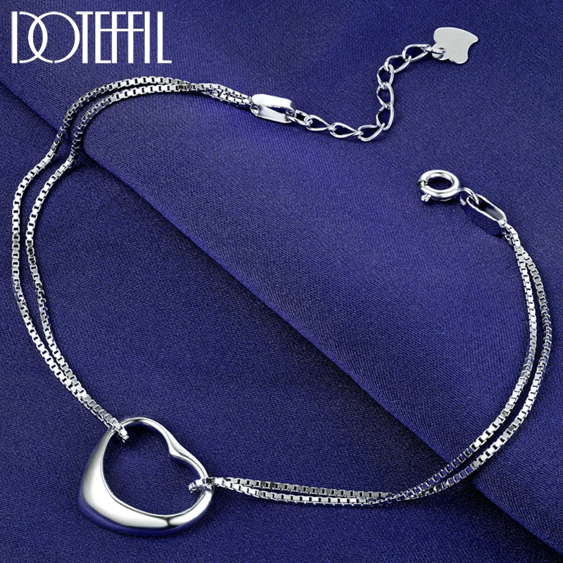 

Женский браслет DOTEFFIL из серебра 925 пробы с цепочкой в форме сердца, свадебное Ювелирное Украшение для помолвки
