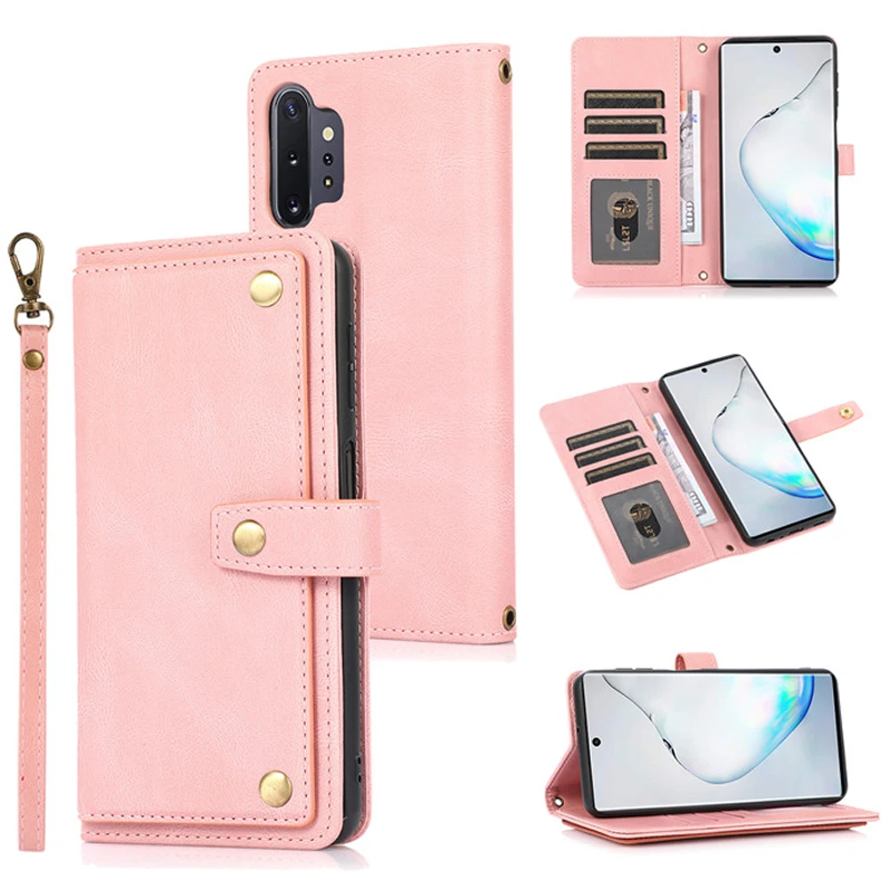 

For Samsung Note 10 Plus Retro Multifunction 9-Card Leather Classic Wallet Case for Galaxy Note 10 Case Note10 Plus Flip Cover