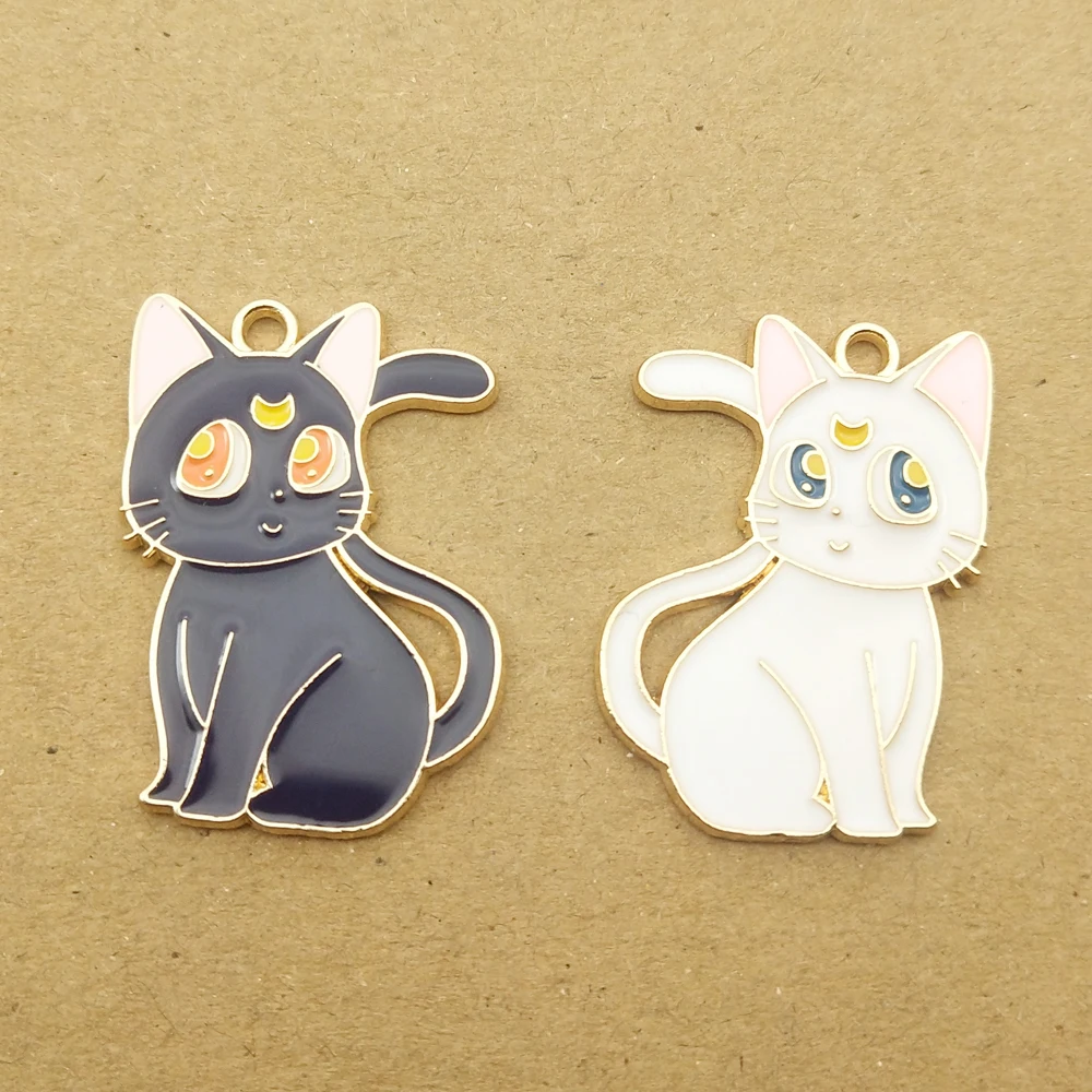 

10pcs 22x28mm enamel cat charm for jewelry making and crafting cute earring pendant bracelet necklace charm