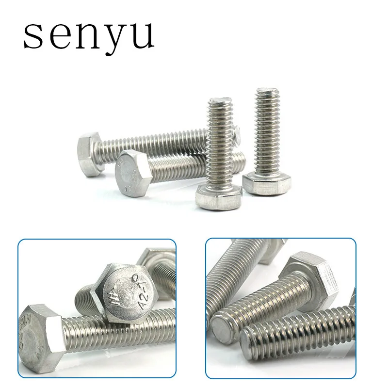 

senyu M10 External Hex Hexagon Head Screws Full Threaded Up To The Head 304 Stainless Steel Bolt Machine Screws DIY Maintain