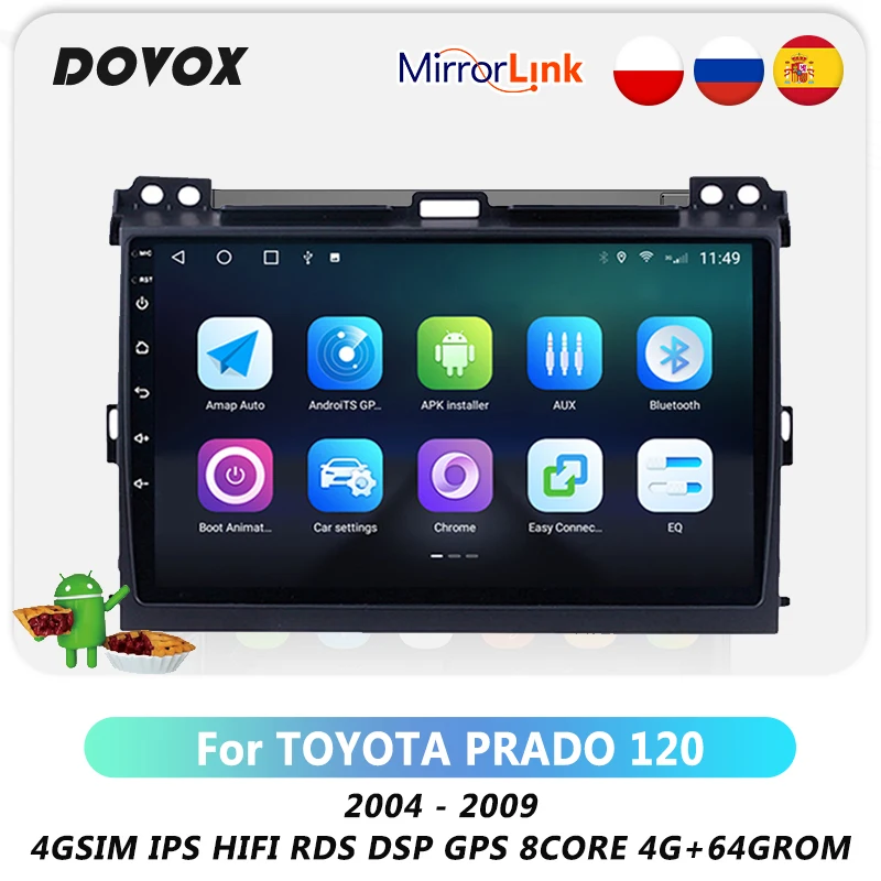 DOVOX Android 10 для Toyota Land Cruiser Prado 120 3 2004 2009 автомобильное радио мультимедийный