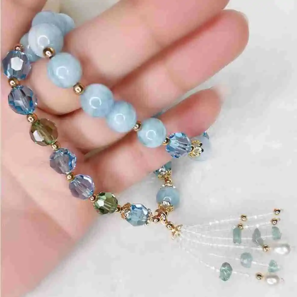 

Factory direct sale natural aquamarine bracelet original design bracelet fashion gift