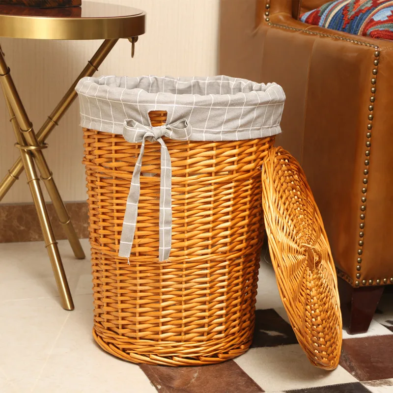 

Rattan hamper basket with dirty clothes basket put clothes storage basket clothing with lid tweezers home weaving large