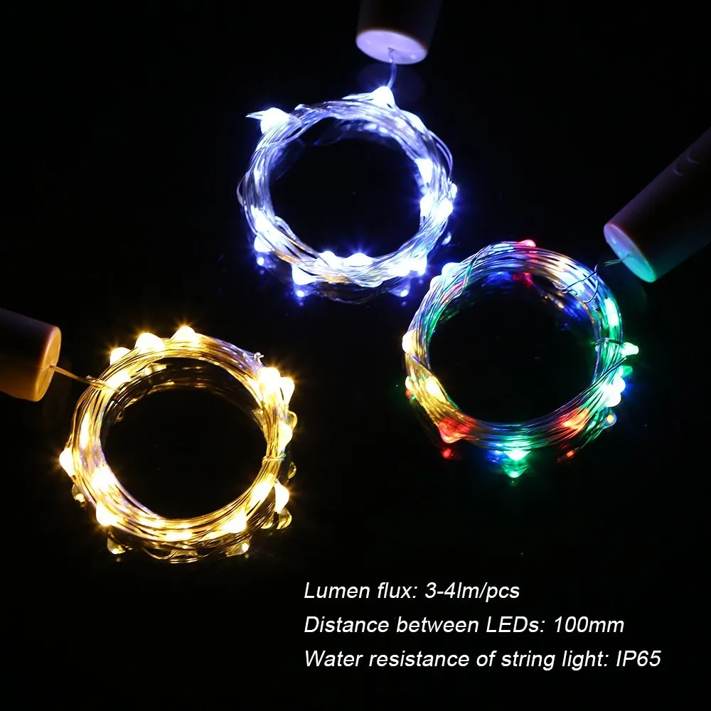 NEWKBO 2M 20 LED Copper Wire Fairy String Light Warm White Bottle Stopper Atmosphere Lamp Water Resistance for Christmas Gift | Лампы и