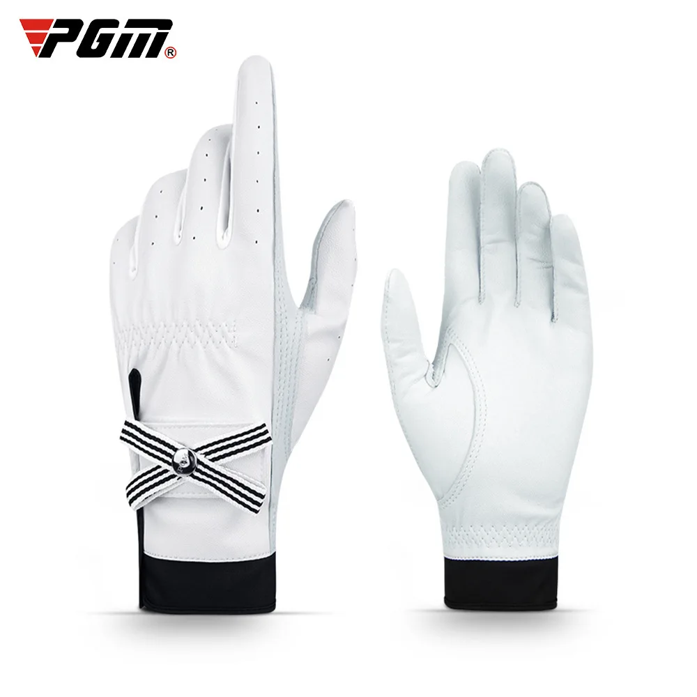 

PGM Golf Gloves Ladies Leather Gloves Lambskin Velcro Non-slip Sports Gloves