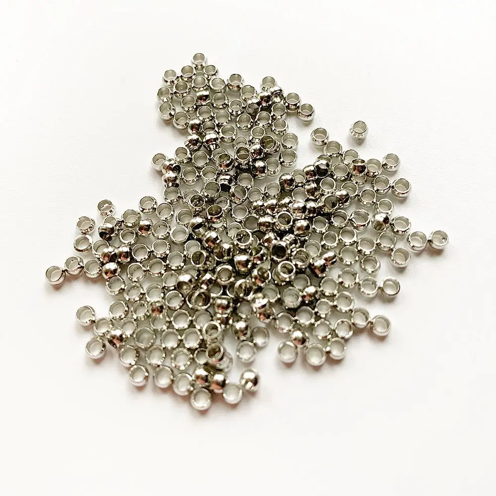 

200pcs 2.5mm Round Crimp End Beads Stopper Stainless Steel Metal Beads DIY Making Components