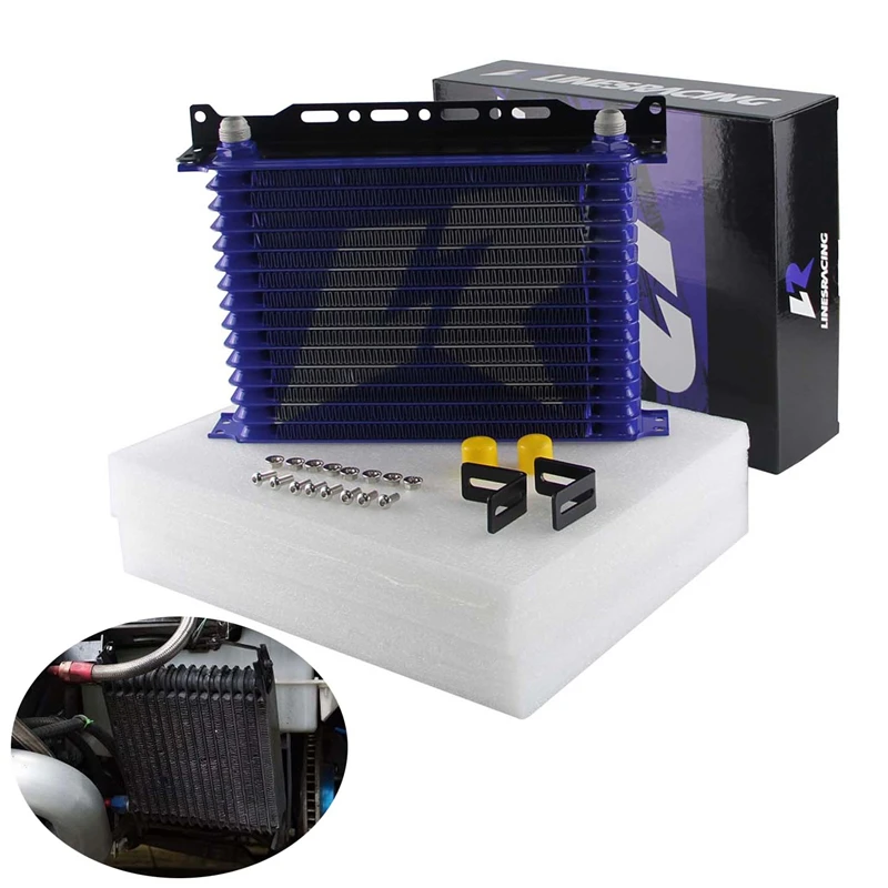 

LINESRACING AN10 15Row Aluminum Oil cooler W/ 262mm Mounting Bracket Kit Trust Type Black/Blue