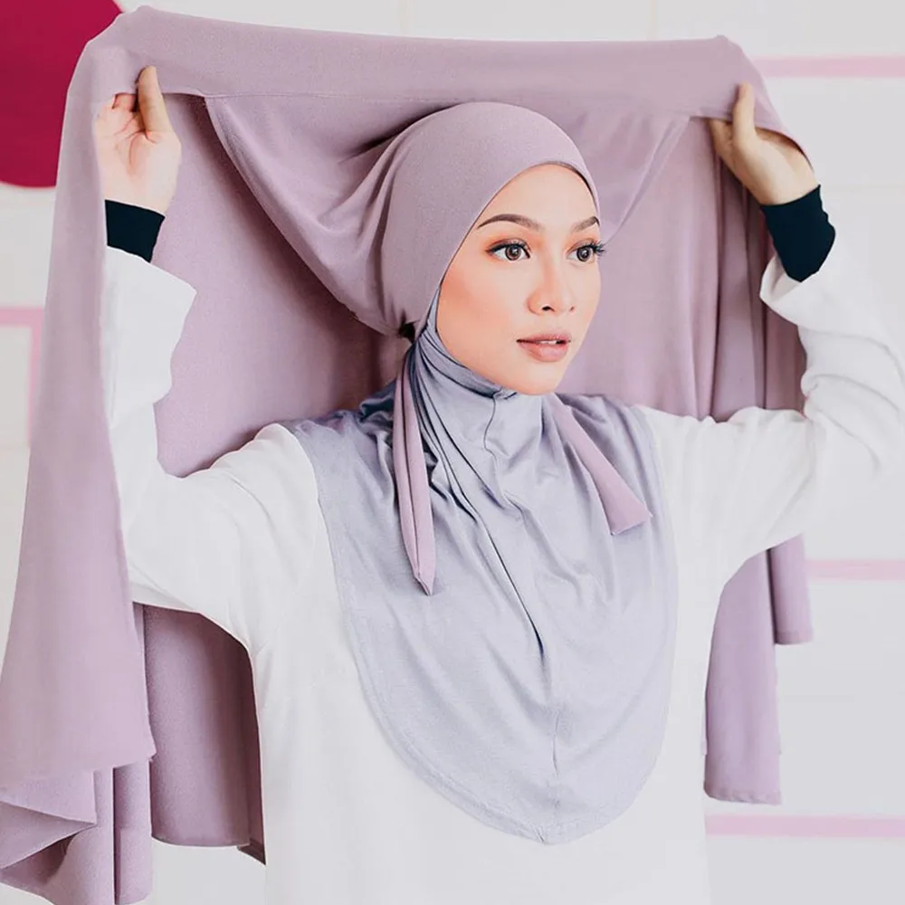 Pañuelo de gasa para mujer musulmana, Hijab de Malasia con Bandage antideslizante, bandana transpirable con Mantón largo islámico, turbante a la moda