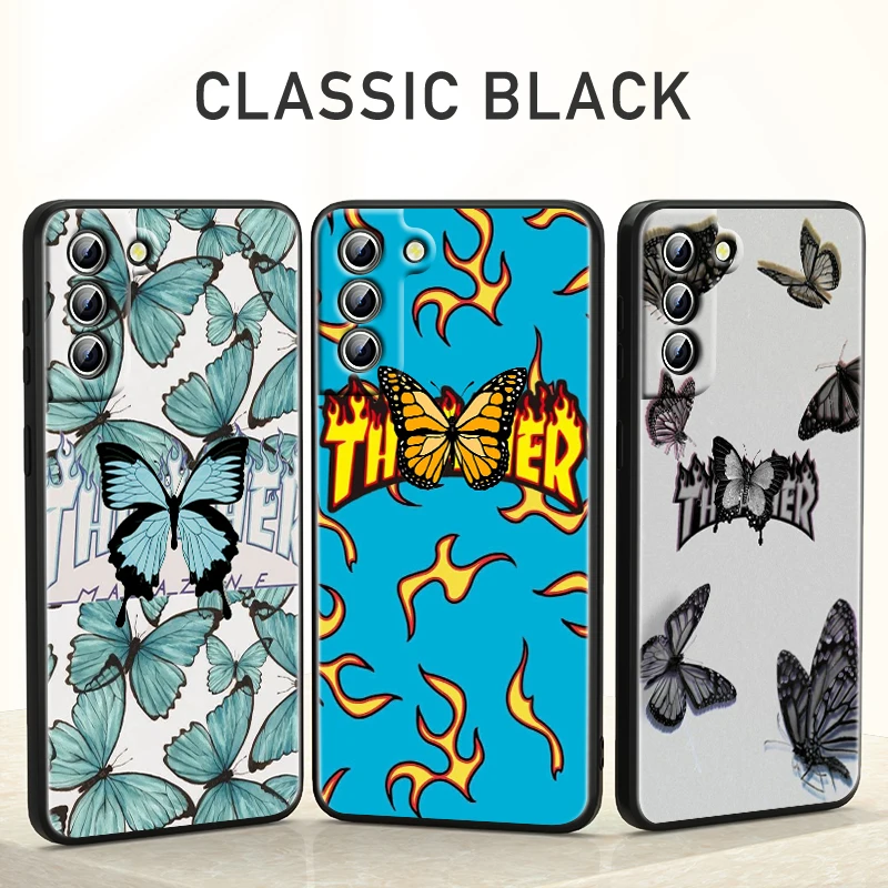 

Red green flame for Samsung Galaxy S22 S21 S20 S10 Note20 Ultra Pro Plus FE Note10 4G 5G Black Phone Case Coque