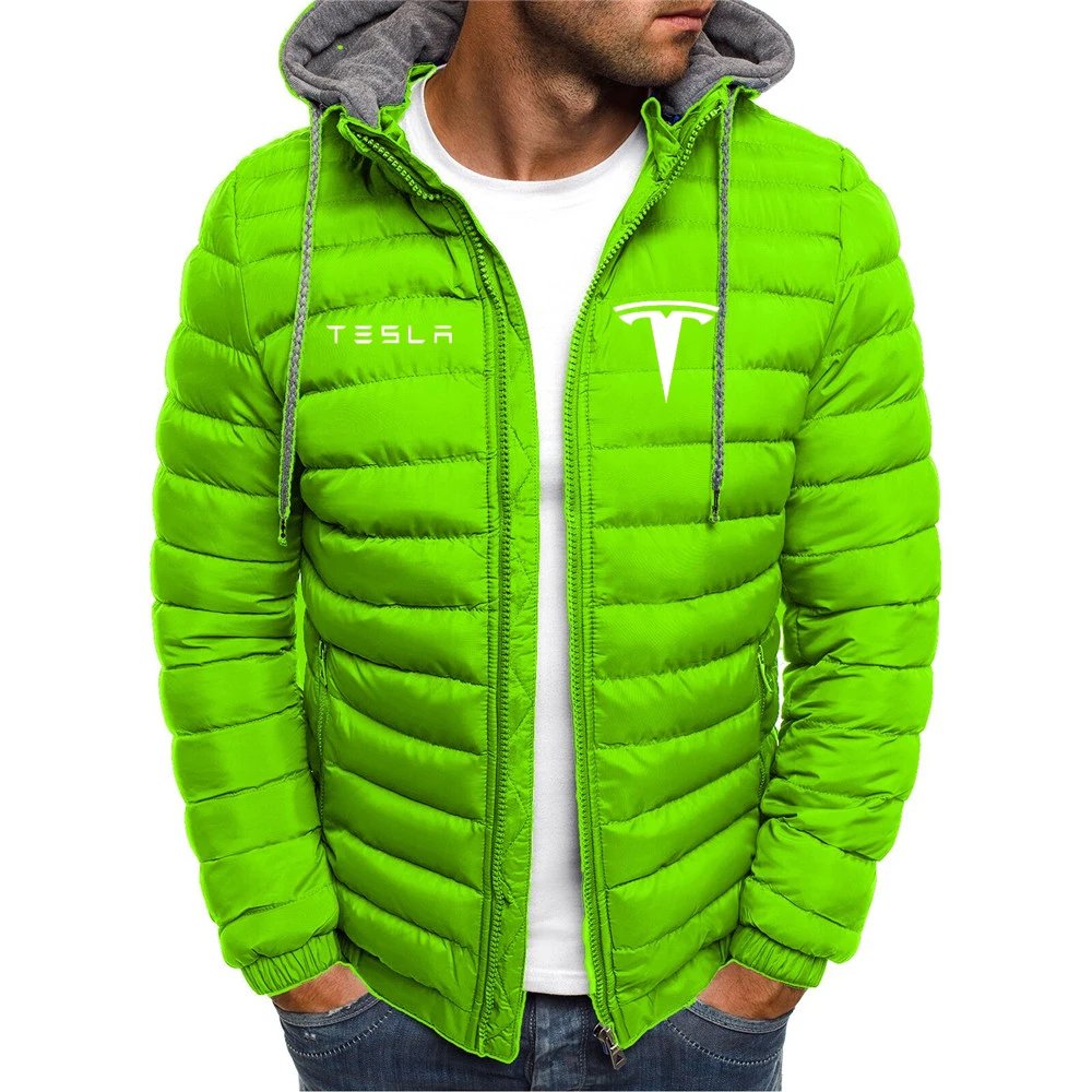 

2021 Winter Autumn Man's Tesla Car Logo hoodies Casual Cotton Zipper Parker Coats Unisex Warm Sport Tops 7 Color Male Jackets