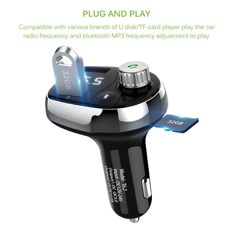 5V/ 3A A2DP fm-передатчик плеер ЖК-дисплей Автомобильный Адаптер зарядного устройства
