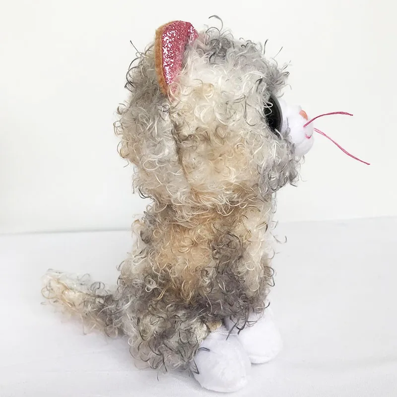Фото Новинка 6 дюймов 15 см Ty Beanie Boos большой глаз кудрявый серый Кот плюшевая милая кукла Декор плюшевые игрушки для мальчиков девочек детский под... №3