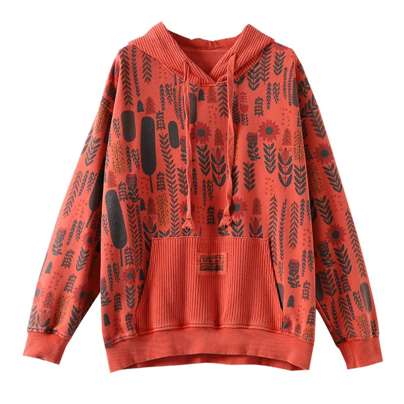 

Masss Wasss European Fashion 2021 Spring Women Printed Hooded Sweatshirts Ladies Loose Vintage Hoodies Fitness Clothing Big Size