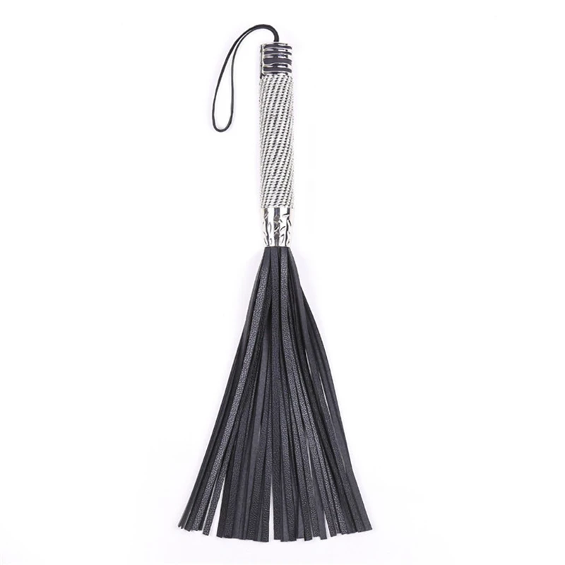 Faux Leather Tassel Short Horse Riding Whip Crop Crystal Handle