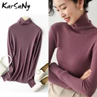 Свитер женский трикотажный, тонкий, с высоким воротом, на осеньзиму