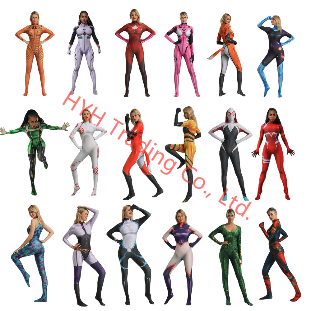 Captain Marvel Aquaman Mera Ladybug Girls spiderman my hero academia cosplay costume halloween costumes for women Jumpsuits |