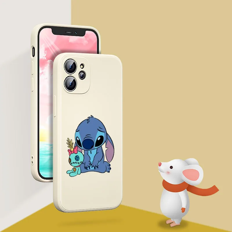 Lilo Stitch Cartoon Liquid Silicone Soft Cover For Apple IPhone 13 12 Mini 11 Pro XS MAX XR X 8 7 6 SE Plus Phone Case