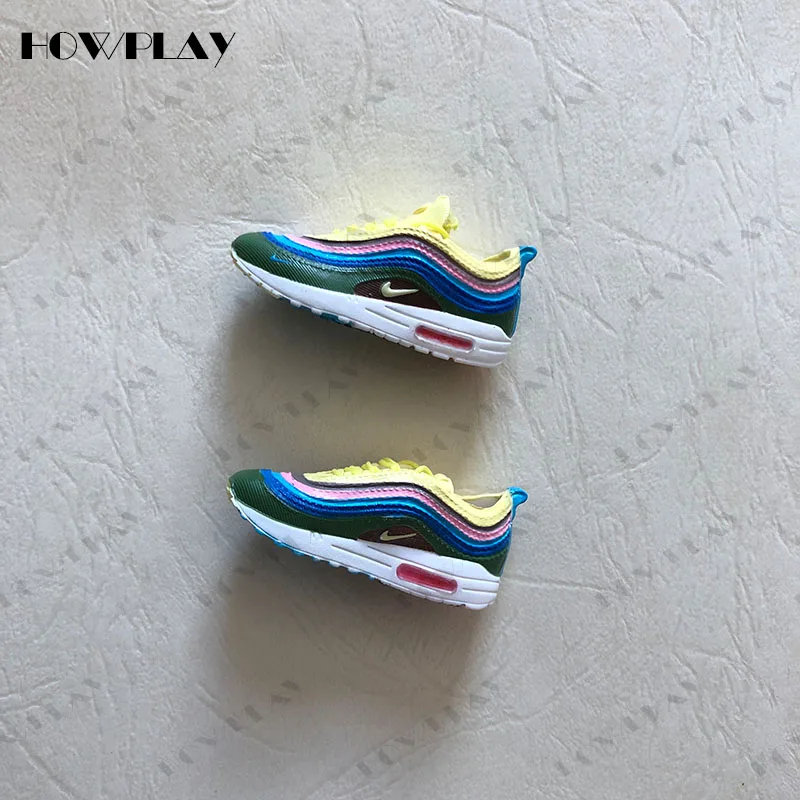 a-pair-max Howplay Mini Sneakers Basketball Shoes Keychain 3D Backpack Pendant Bag Charm AJ1 OW Creative Gifts Keyring for1/6 Soldier Doll - Цвет: a-pair-max