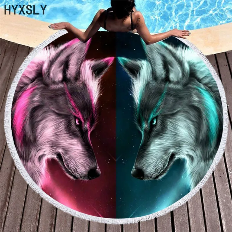 

Wolf Couple 3D Print Bathroom Towel Soft Microfiber Beach Towels Swimming Pool 150cm Large Size Summer Vocation Blanket Carpet