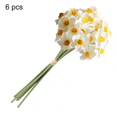Искусственный Нарцисс 6 шт./букет, искусственный цветок, искусственный цветок для рабочего стола, Цветочный Декор для дома, свадьбы, невесты, искусственные цветы